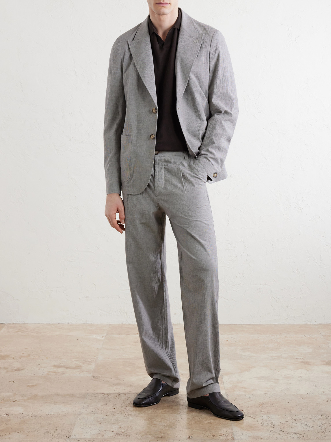 Morton Straight-Leg Pleated Checked Cotton-Blend Suit Trousers
