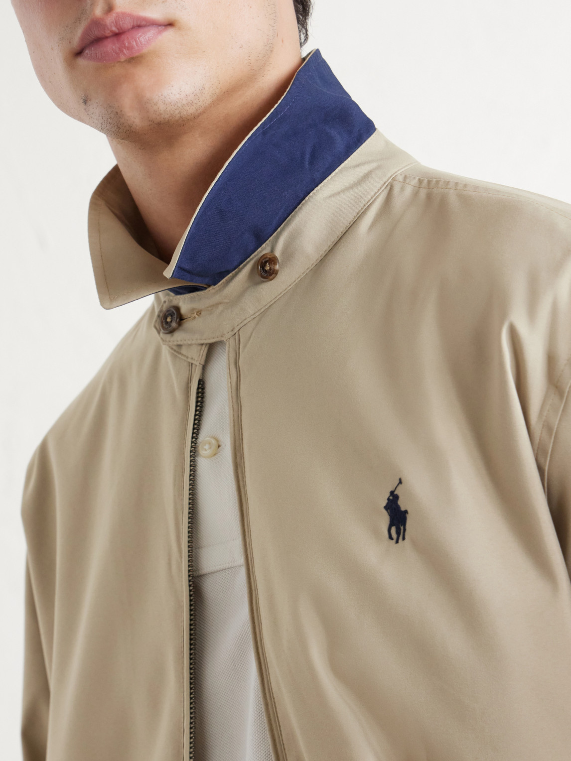 Polo Ralph Lauren Mens Khaki Uniform Bi-swing Brand-embroidered Regular-fit Woven Windbreaker Jacket Xxl In Neutral