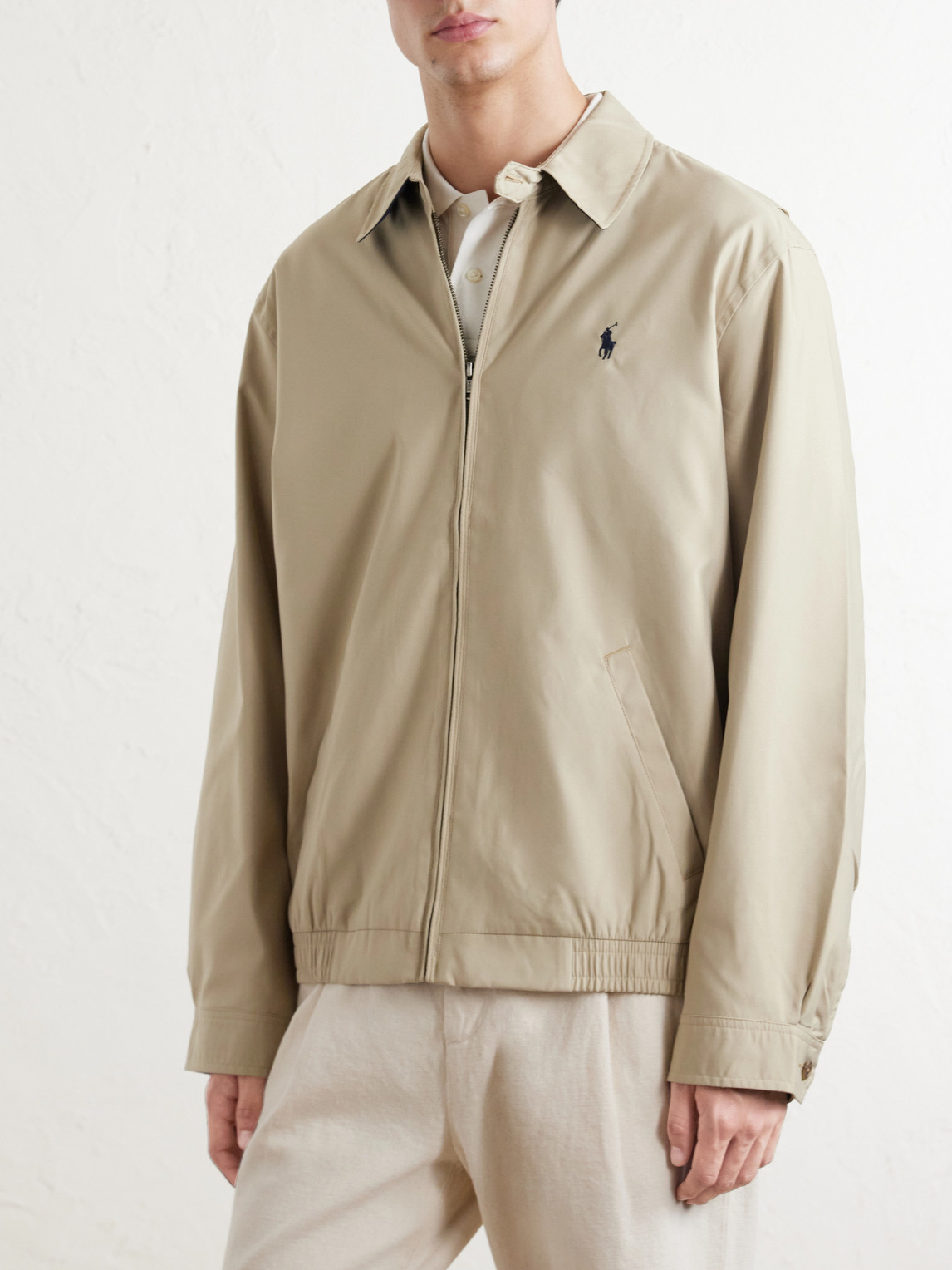 Polo Ralph Lauren Mens Khaki Uniform Bi-swing Brand-embroidered Regular-fit Woven Windbreaker Jacket Xxl In Neutral