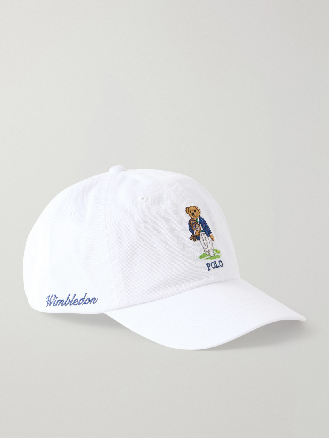 Polo Ralph Lauren Wimbledon Logo-embroidered Leather-trimmed Cotton-twill Baseball Cap In White