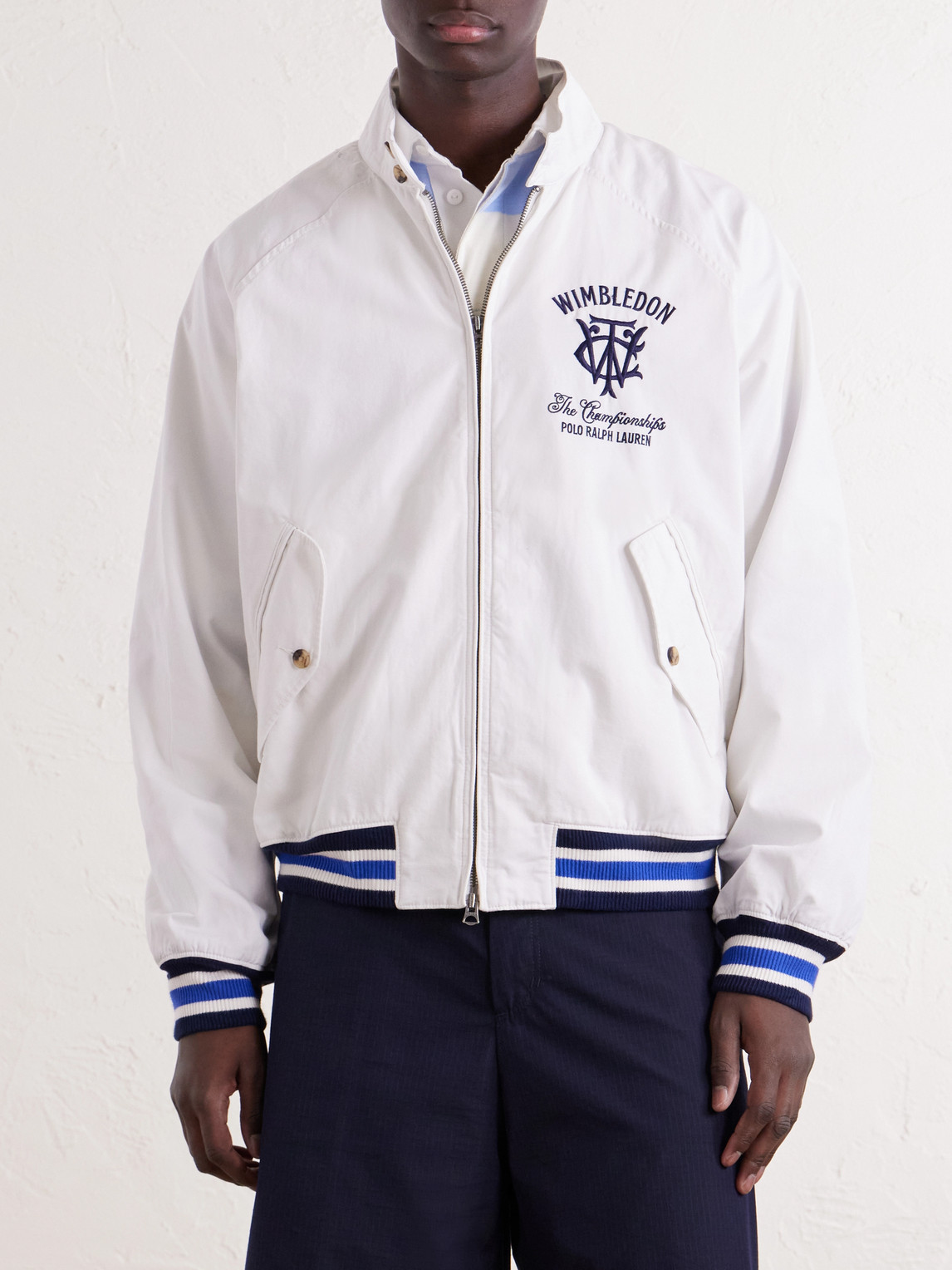 Polo Ralph Lauren Wimbledon Logo-Embroidered Striped Cotton Blouson Jacket - Men | Thumbnail 3 Polo Ralph Lauren Wimbledon Logo-Embroidered Striped Cotton Blouson Jacket - Men | Thumbnail 3