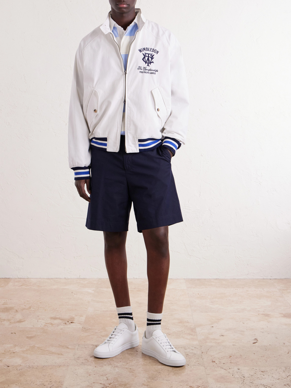 Polo Ralph Lauren Wimbledon Logo-Embroidered Striped Cotton Blouson Jacket - Men | Thumbnail 2 Polo Ralph Lauren Wimbledon Logo-Embroidered Striped Cotton Blouson Jacket - Men | Thumbnail 2