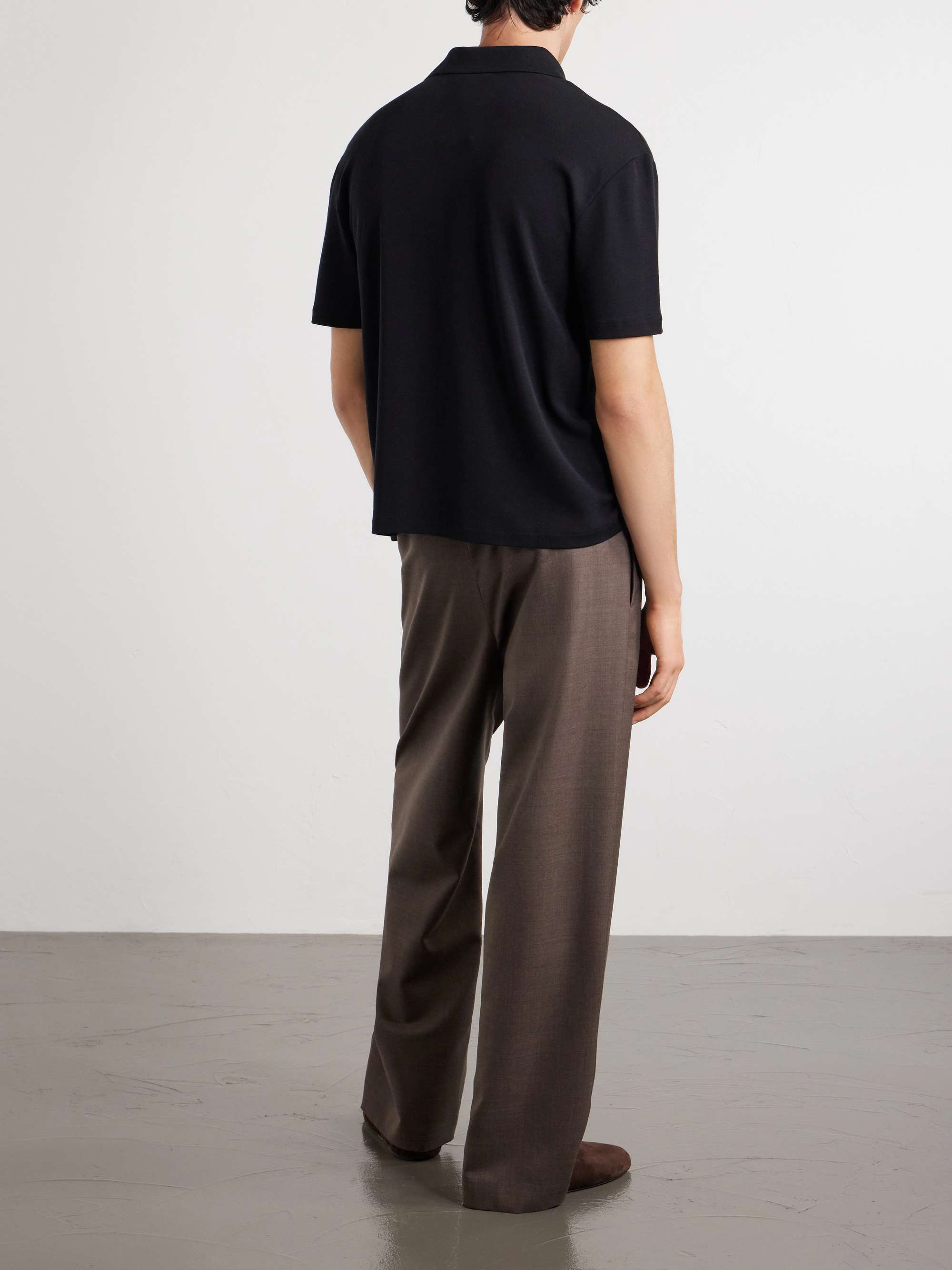 The Row Mistral Wool and Silk-Blend Polo Shirt — detail view 3