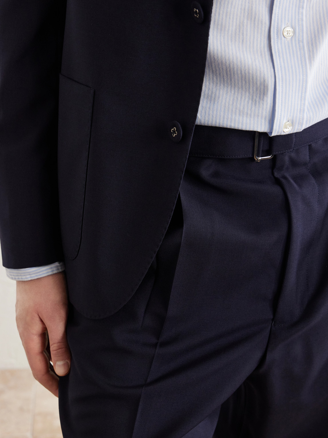 Officine Générale - Hugo Straight-Leg Pleated Virgin Wool Trousers