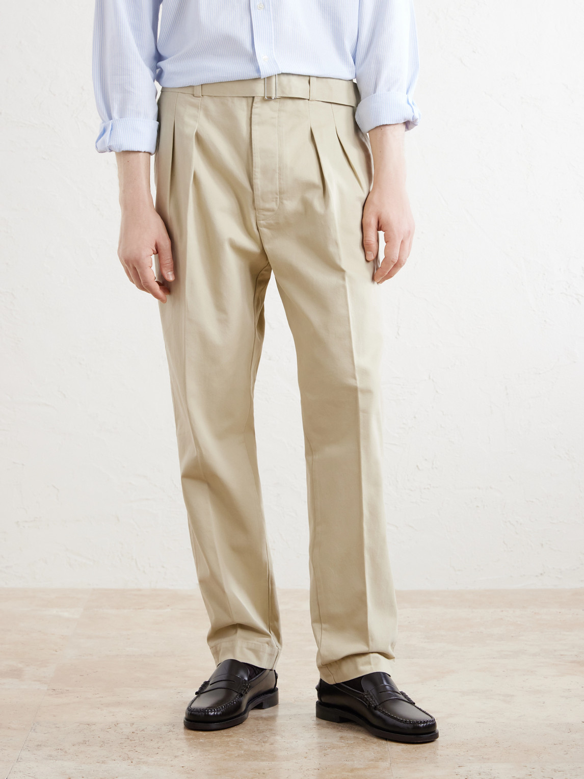 Officine Générale - Straight-Leg Pleated Cotton-Twill Chinos