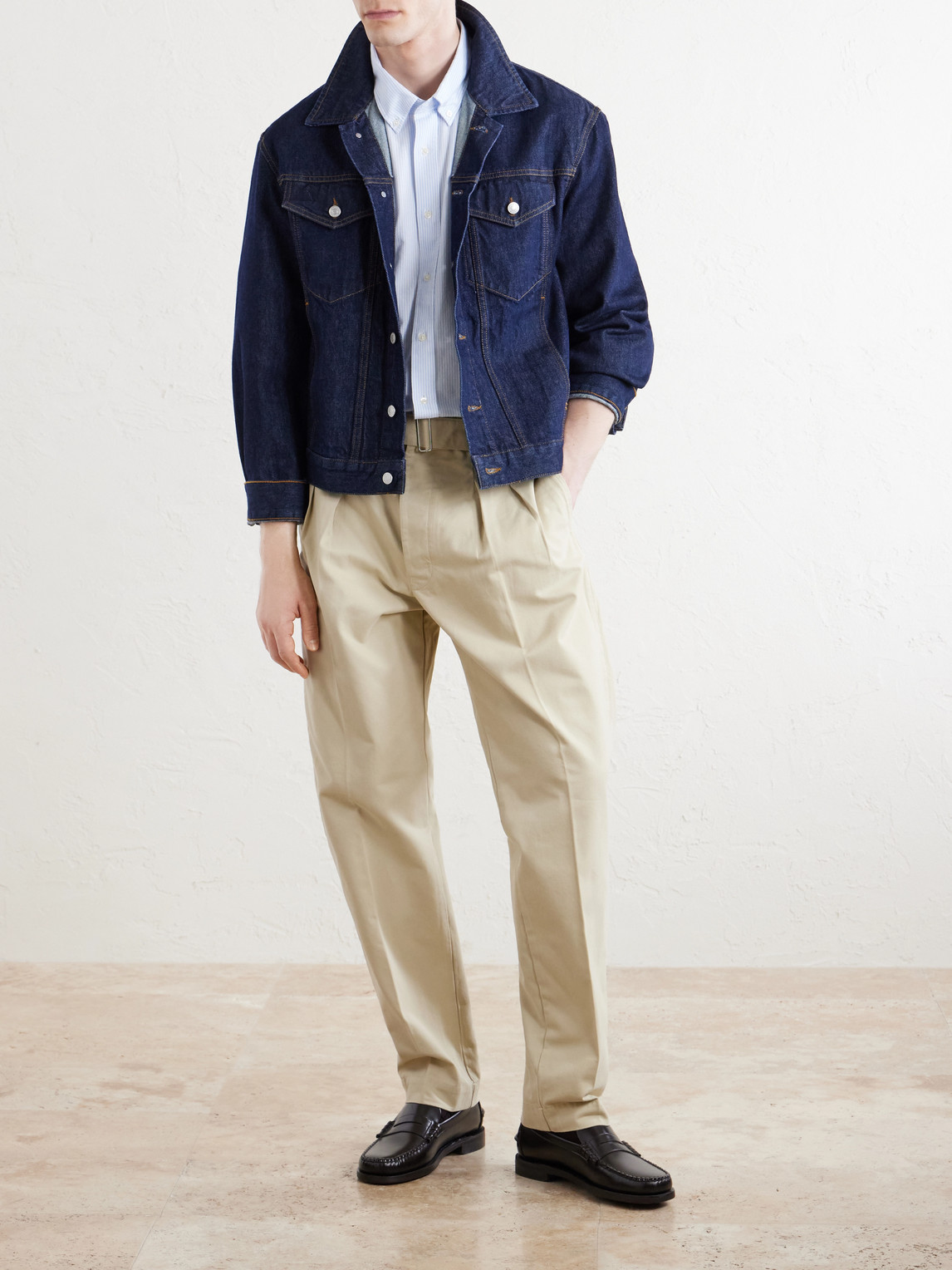 Officine Générale - Straight-Leg Pleated Cotton-Twill Chinos