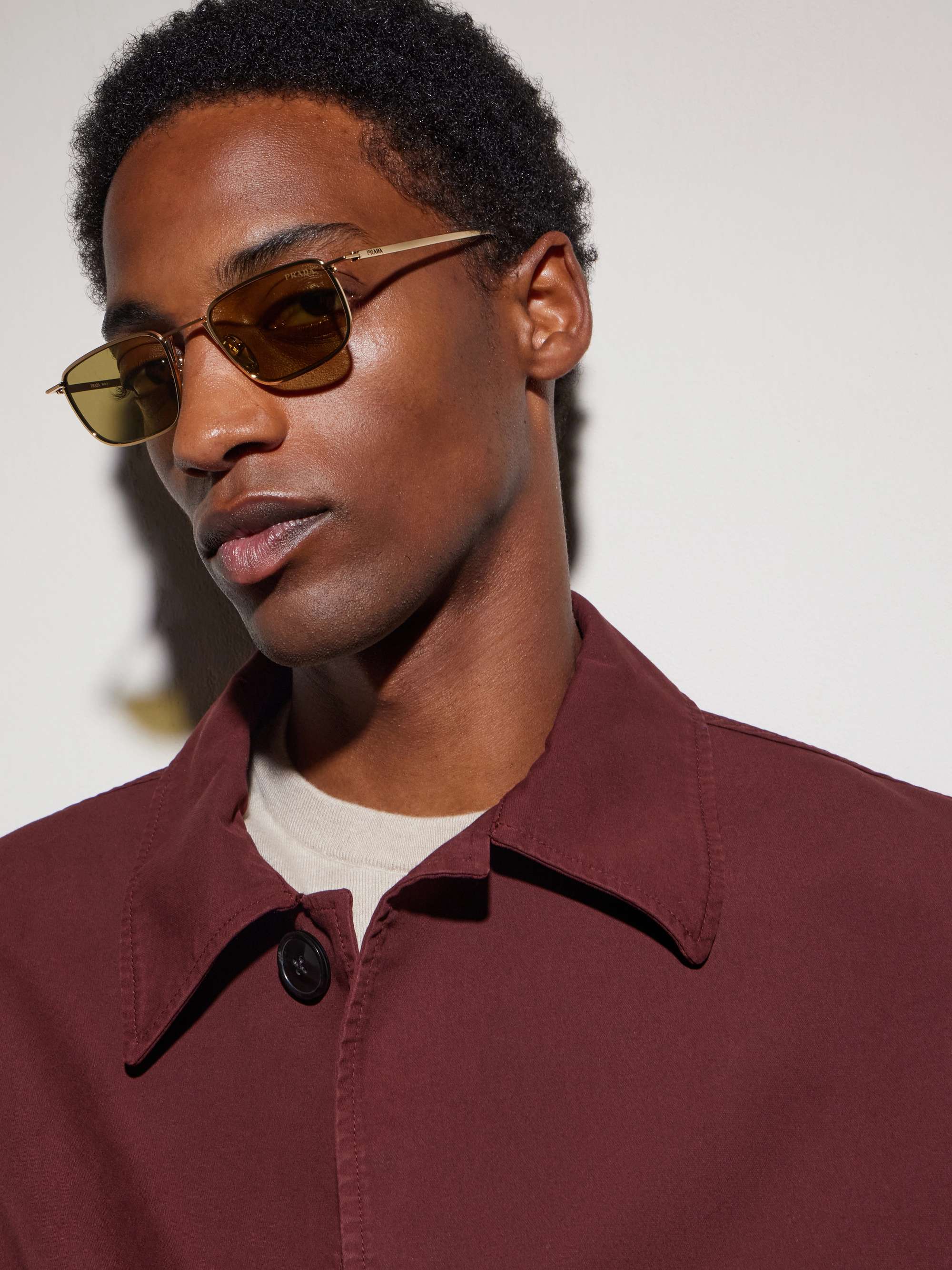 PRADA EYEWEAR Square-Frame Gold-Tone Metal Sunglasses for Men | MR