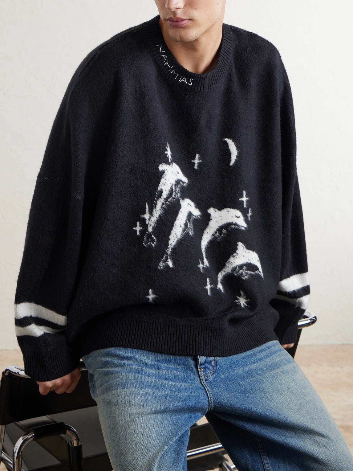 Dolphin Dreams Logo-Embroidered Cotton And Wool-Blend Sweater