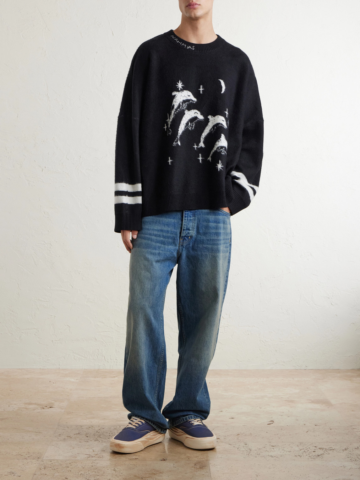 Dolphin Dreams Logo-Embroidered Cotton And Wool-Blend Sweater