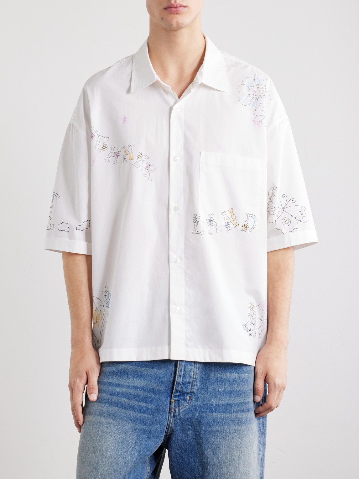 Scribble Cotton-Blend Poplin Shirt
