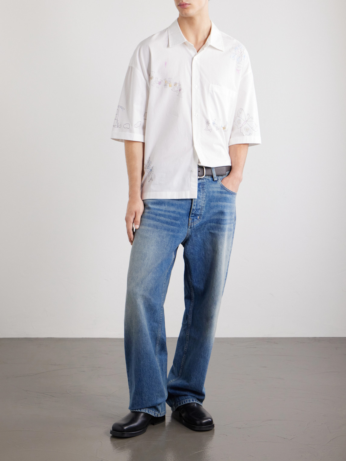 Scribble Cotton-Blend Poplin Shirt