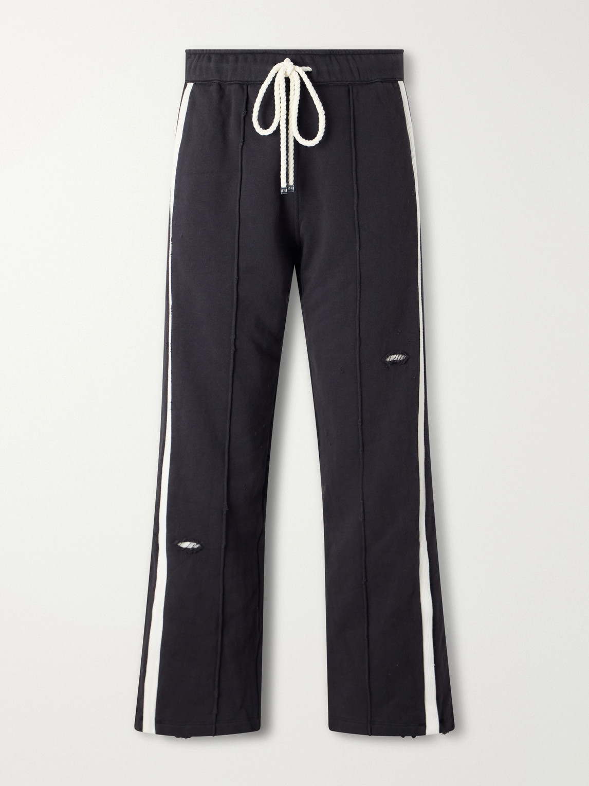 Repaired Wide-Leg Cotton-Jersey Drawstring Sweatpants