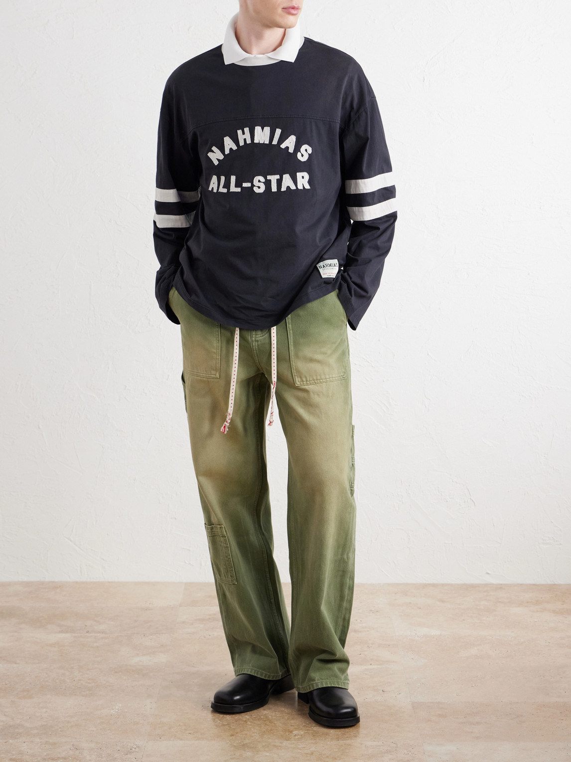 All Star Varsity Logo-Appliquéd Striped Cotton-Jersey T-Shirt