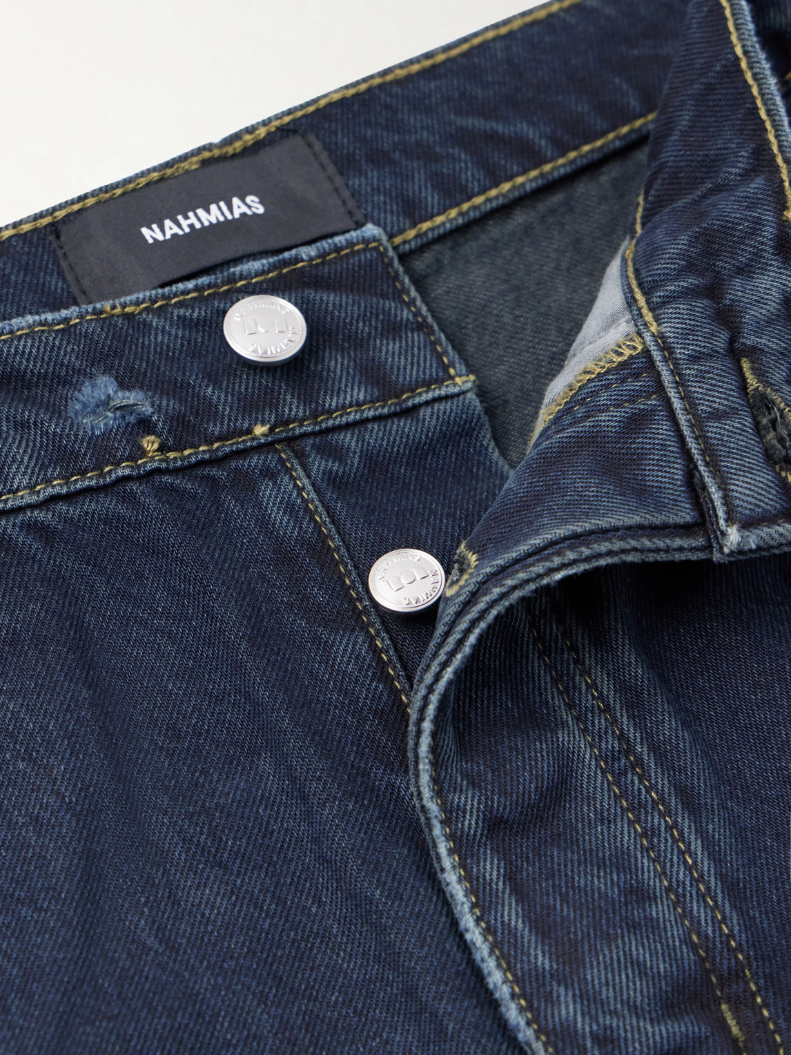 Destroyed Wide-Leg Striped Jeans