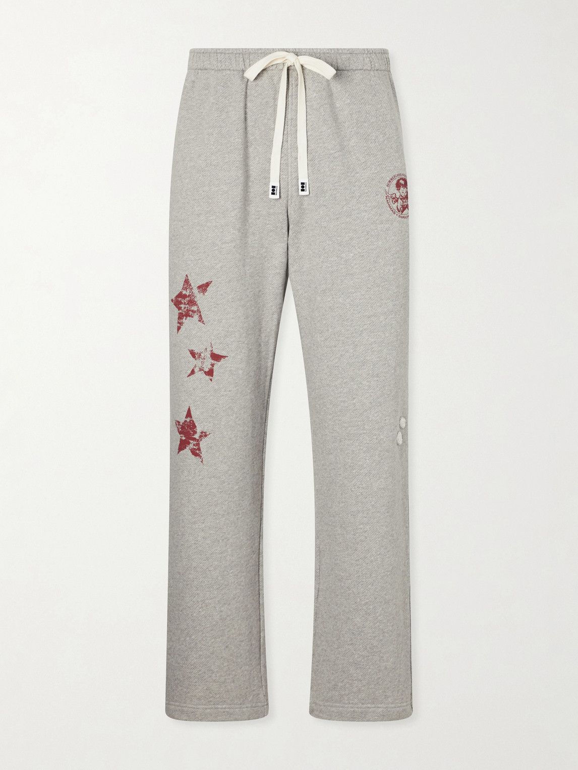 Nahmias Youth Enrichment Wide-leg Logo-print Distressed Cotton Sweatpants In Gray