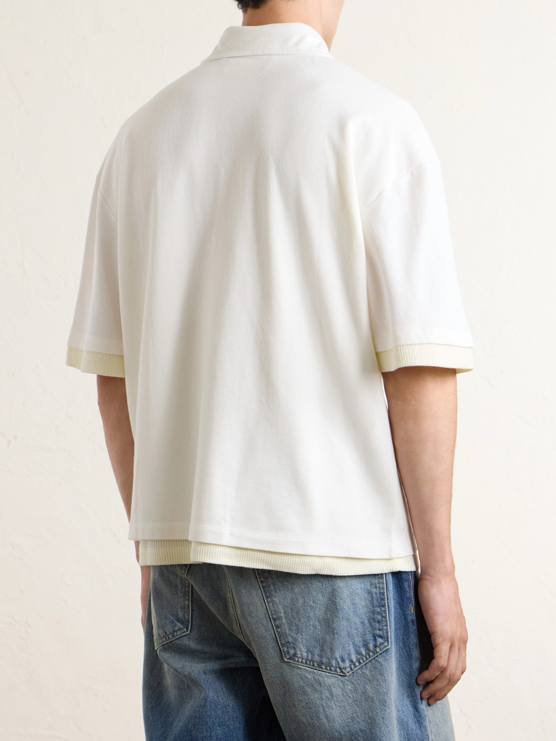 Destroyed Logo-Print Pointelle-Knit Cotton Polo Shirt