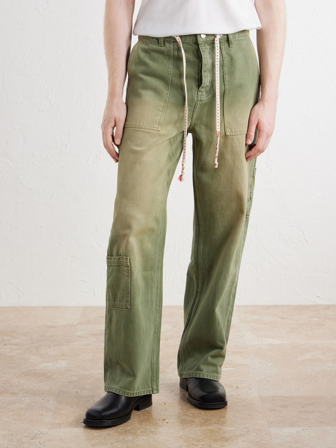 Gardener Utility Wide-Leg Drawstring Jeans