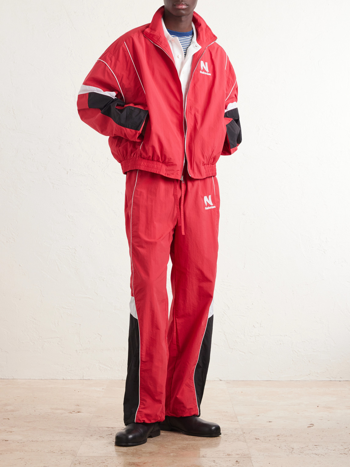 Straight-Leg Logo-Embroidered Nylon Trousers