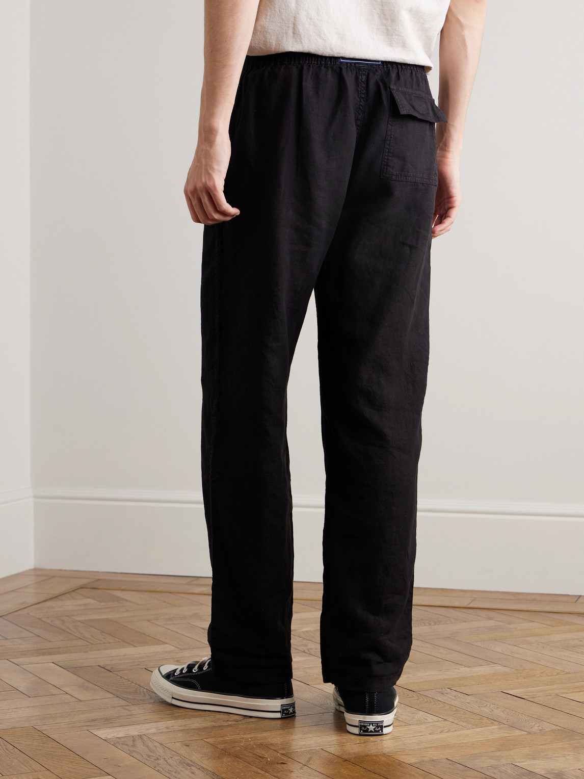  Vilebrequin - Pacha Straight-leg Linen Drawstring Trousers - Men - Black - M 