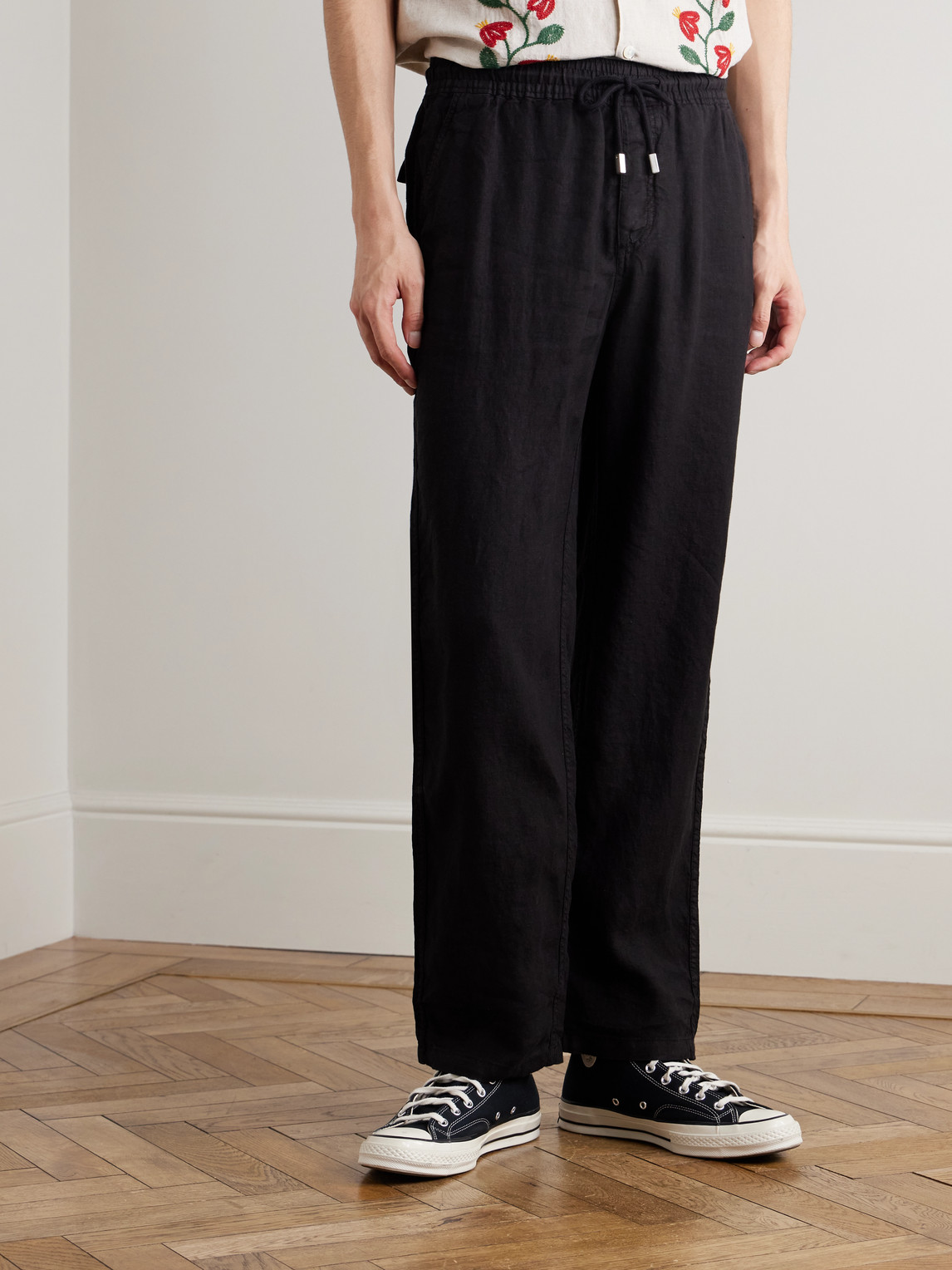  Vilebrequin - Pacha Straight-leg Linen Drawstring Trousers - Men - Black - M 