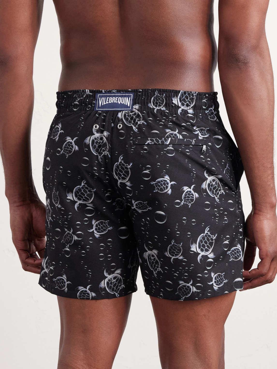 Vilebrequin Men Micro-perforated Ultra-light And Packable Swim Shorts Bubble Turtles 3d In Black