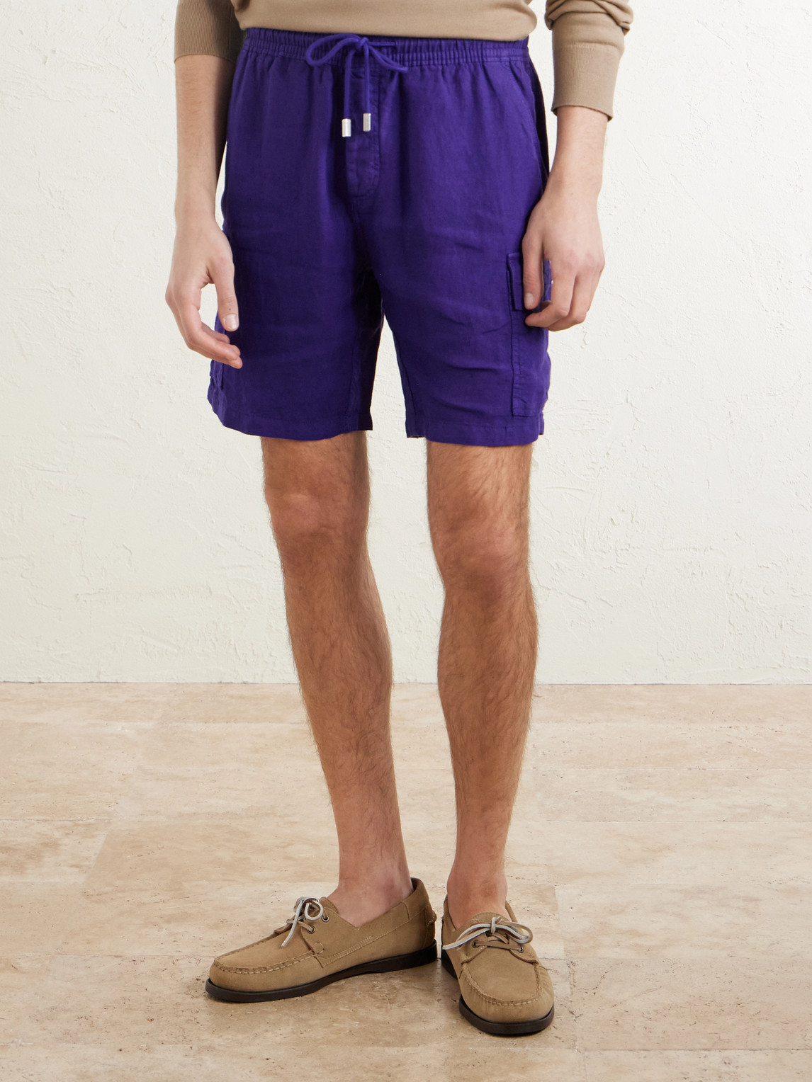  Vilebrequin - Straight-leg Linen Drawstring Cargo Shorts - Men - Purple - S 