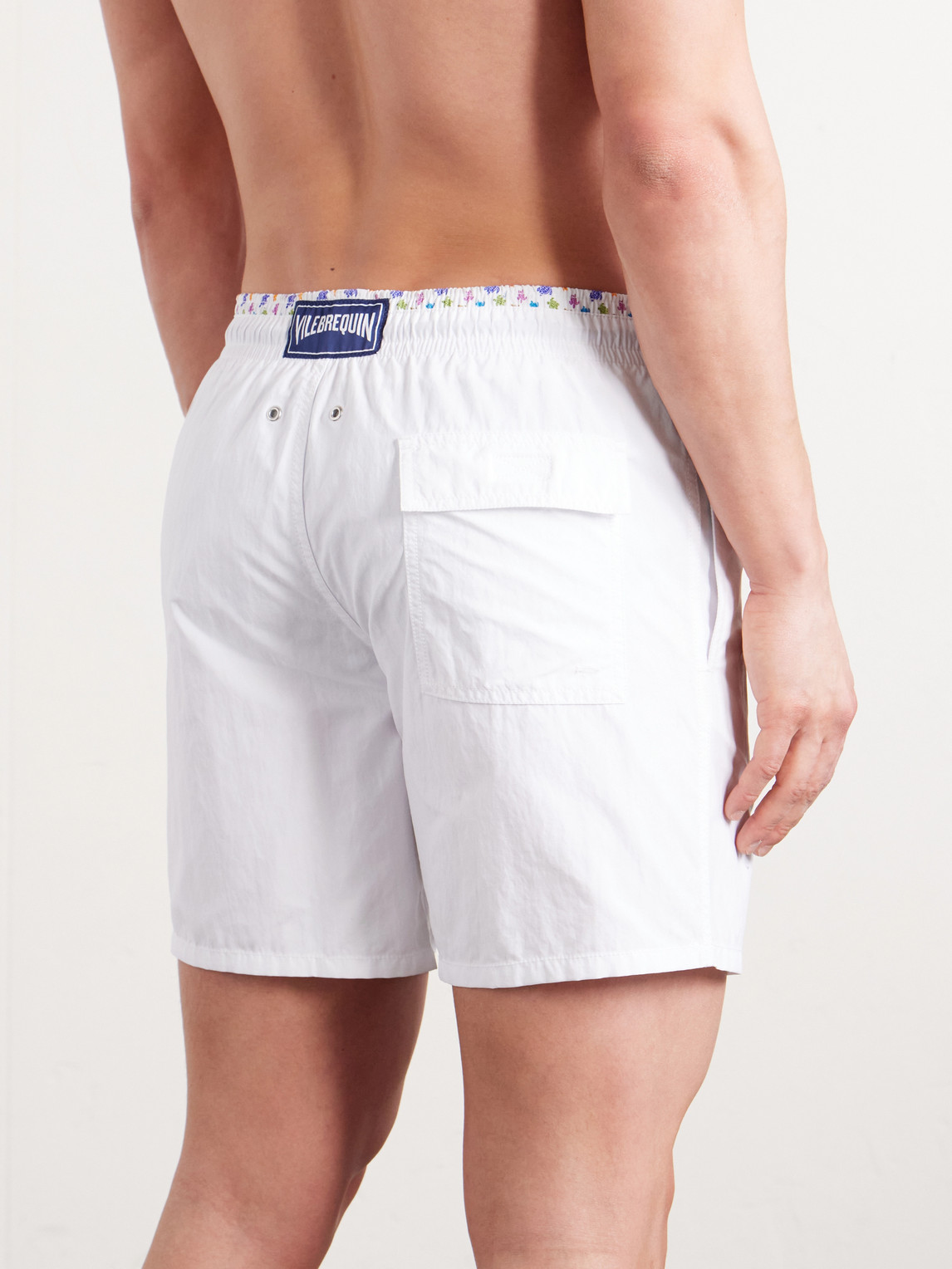 Vilebrequin Men Swim Shorts Bicolor Micro Ronde Des Tortues In White