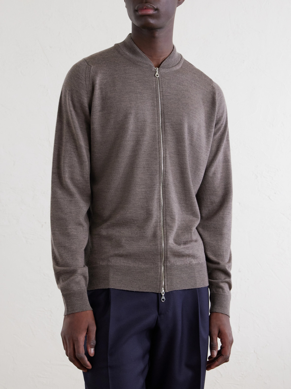 Maclean Merino Wool Zip-Up Sweater