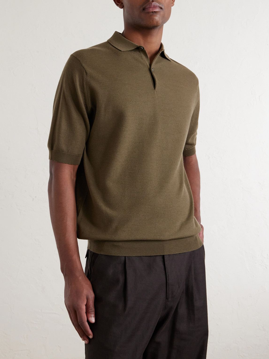 14.Singular Slim-Fit Merino Wool-Piqué Polo Shirt