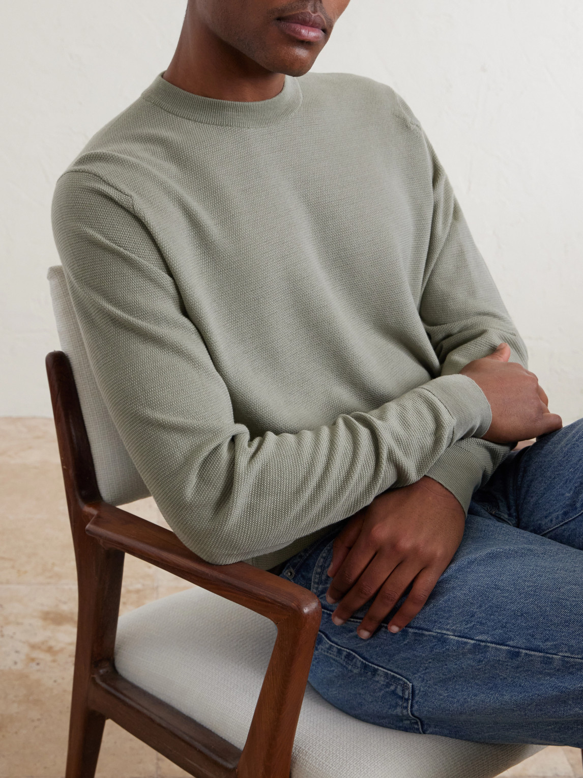 Honeycomb-Knit Merino Sweater