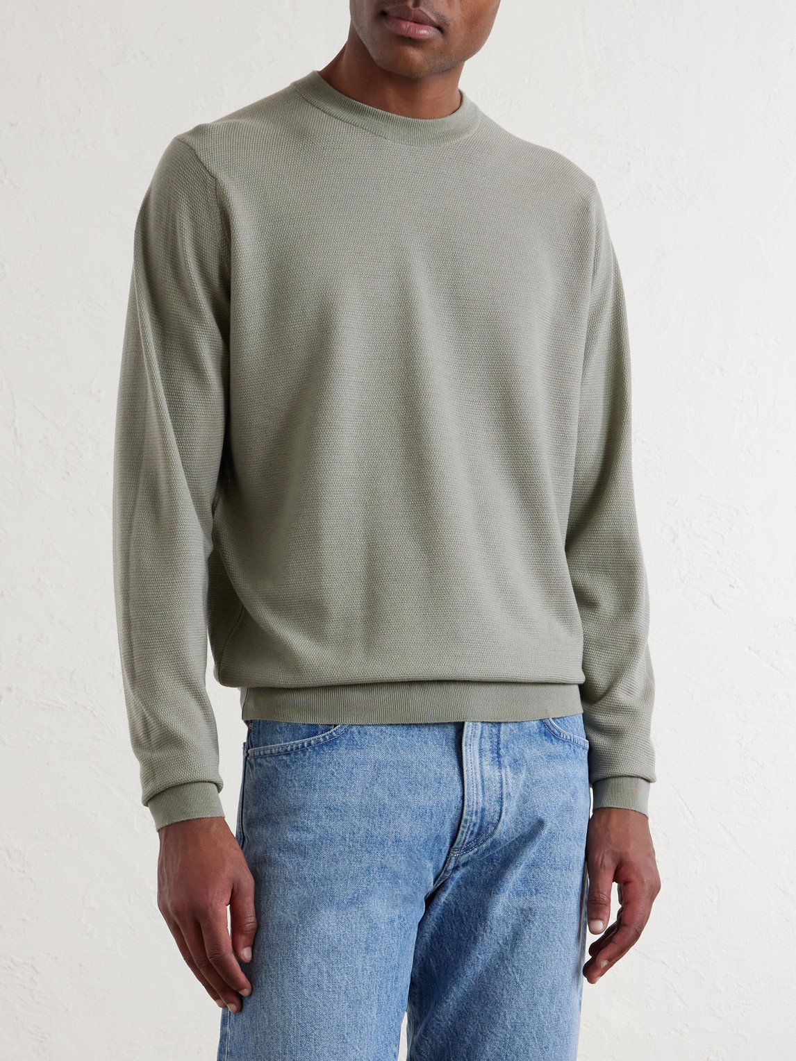 Honeycomb-Knit Merino Sweater