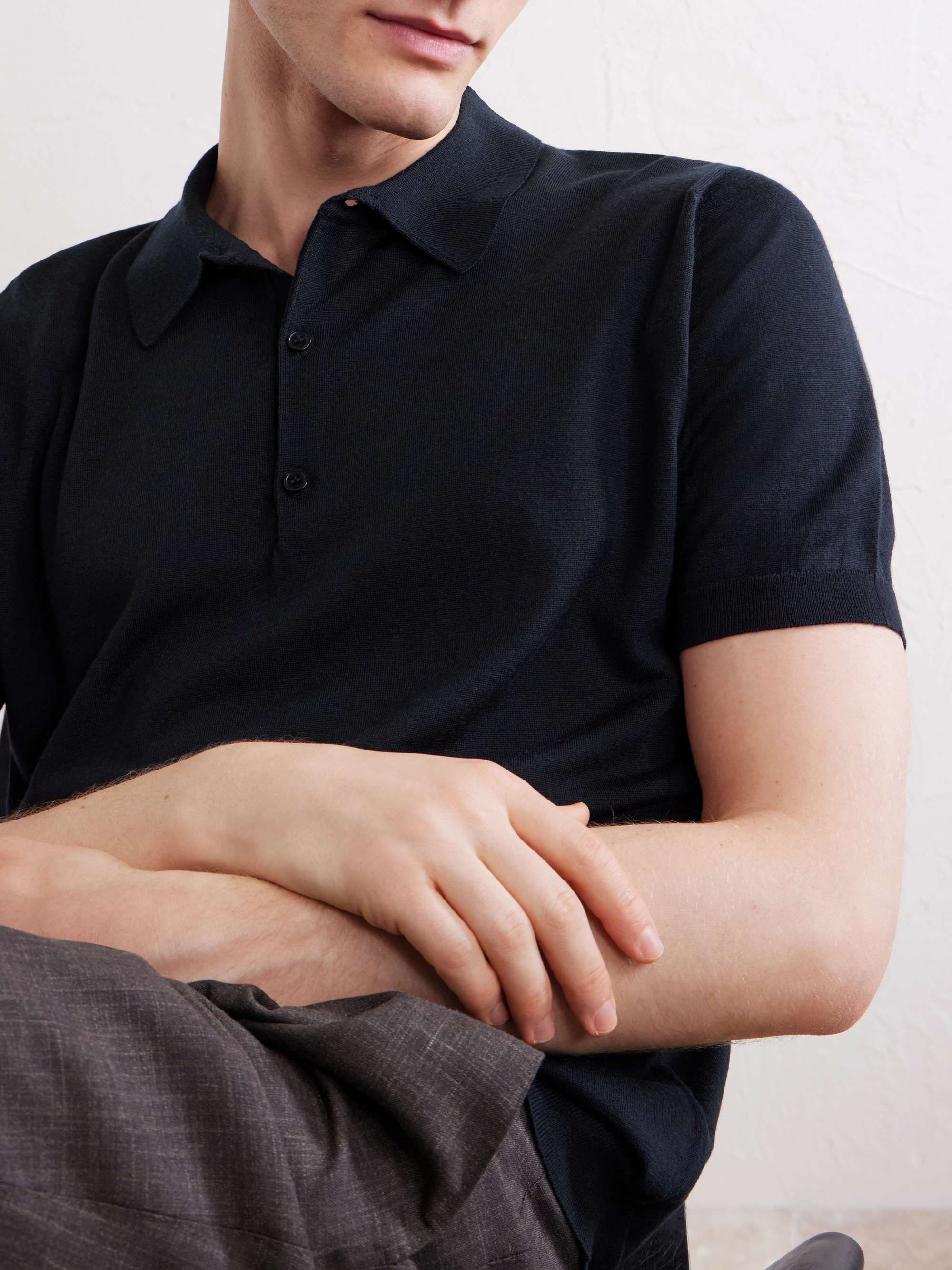 JOHN SMEDLEY Macloud Knitted Merino Wool Polo Shirt for Men | MR