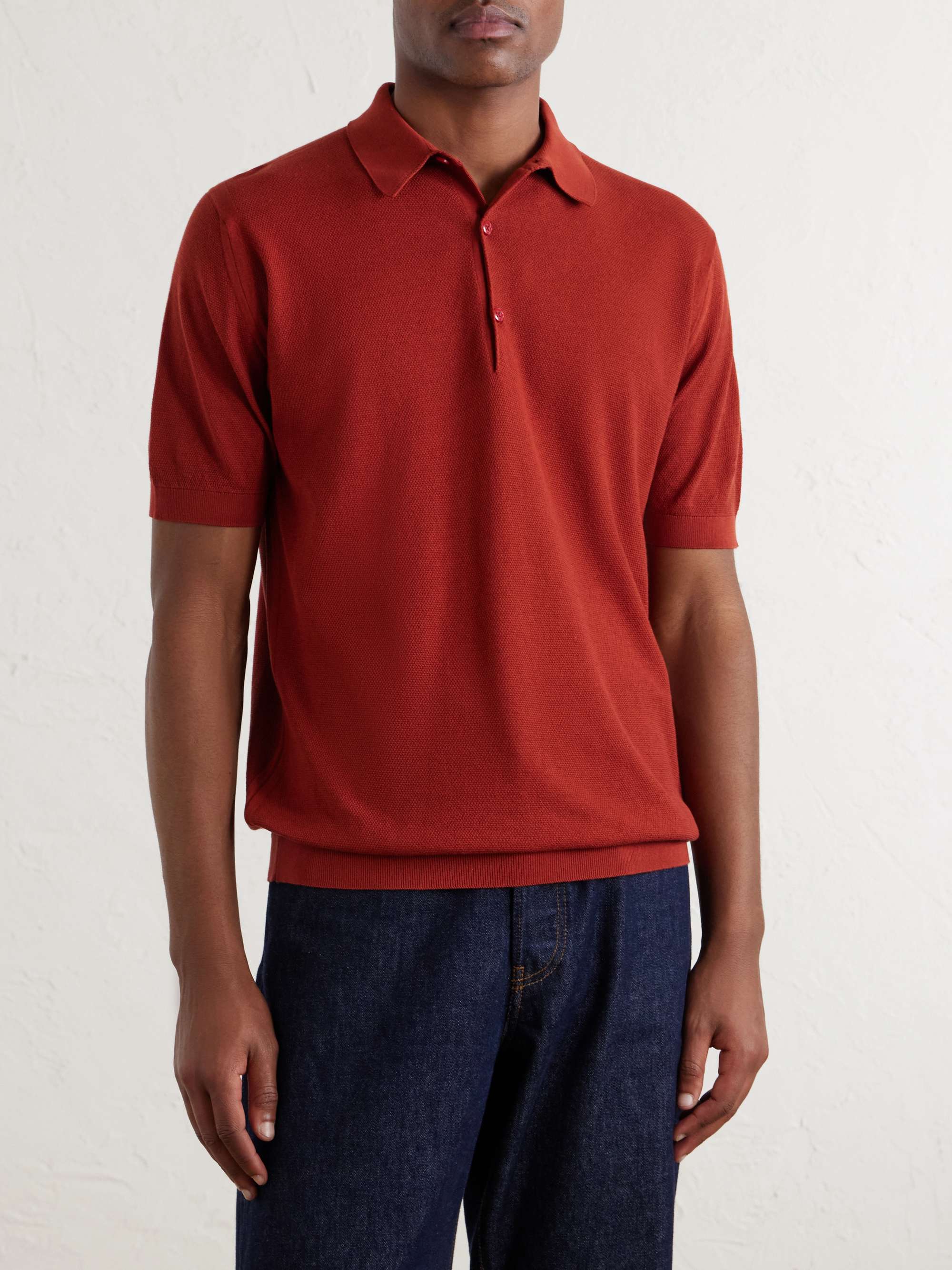 JOHN SMEDLEY Roth Slim-Fit Sea Island Cotton-Piqué Polo Shirt