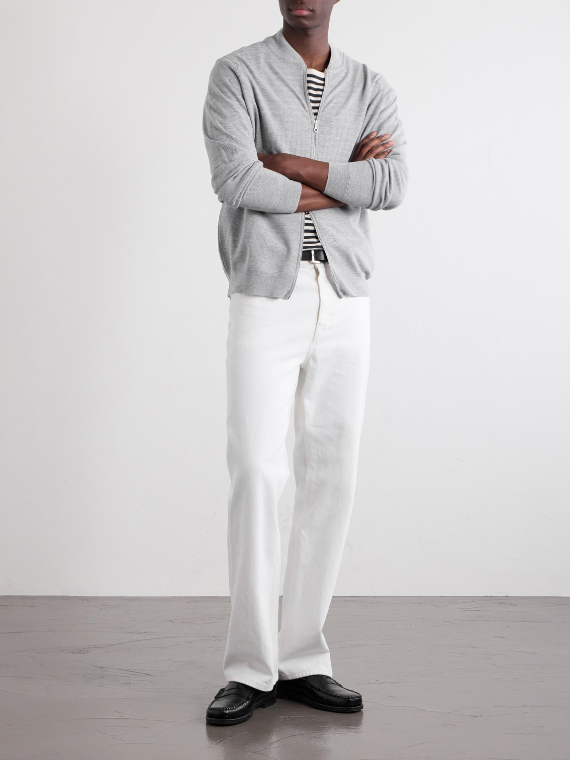 16.Singular Merino Wool Zip-Up Cardigan