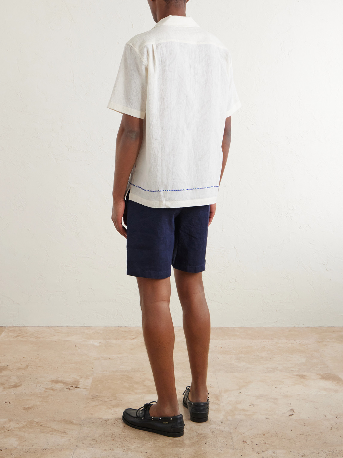 Maitan Camp-Collar Embroidered Cotton Shirt