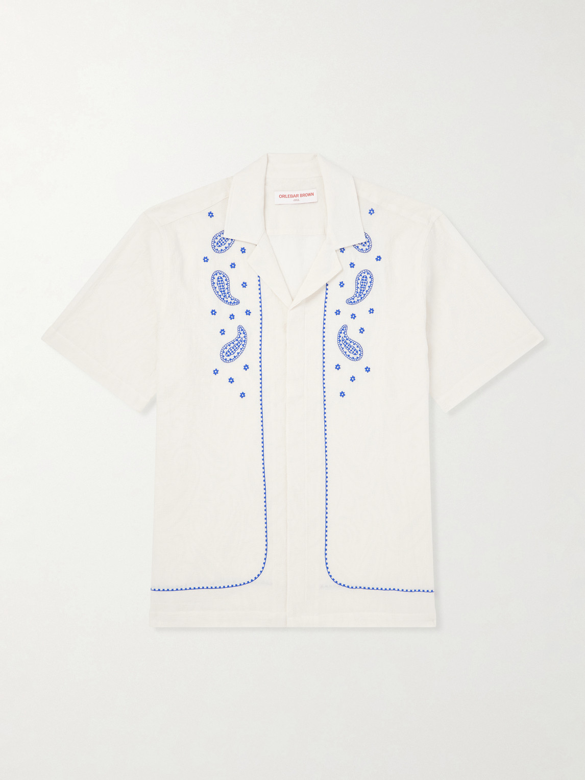 Orlebar Brown Maitan Camp-Collar Embroidered Cotton hirt - Men