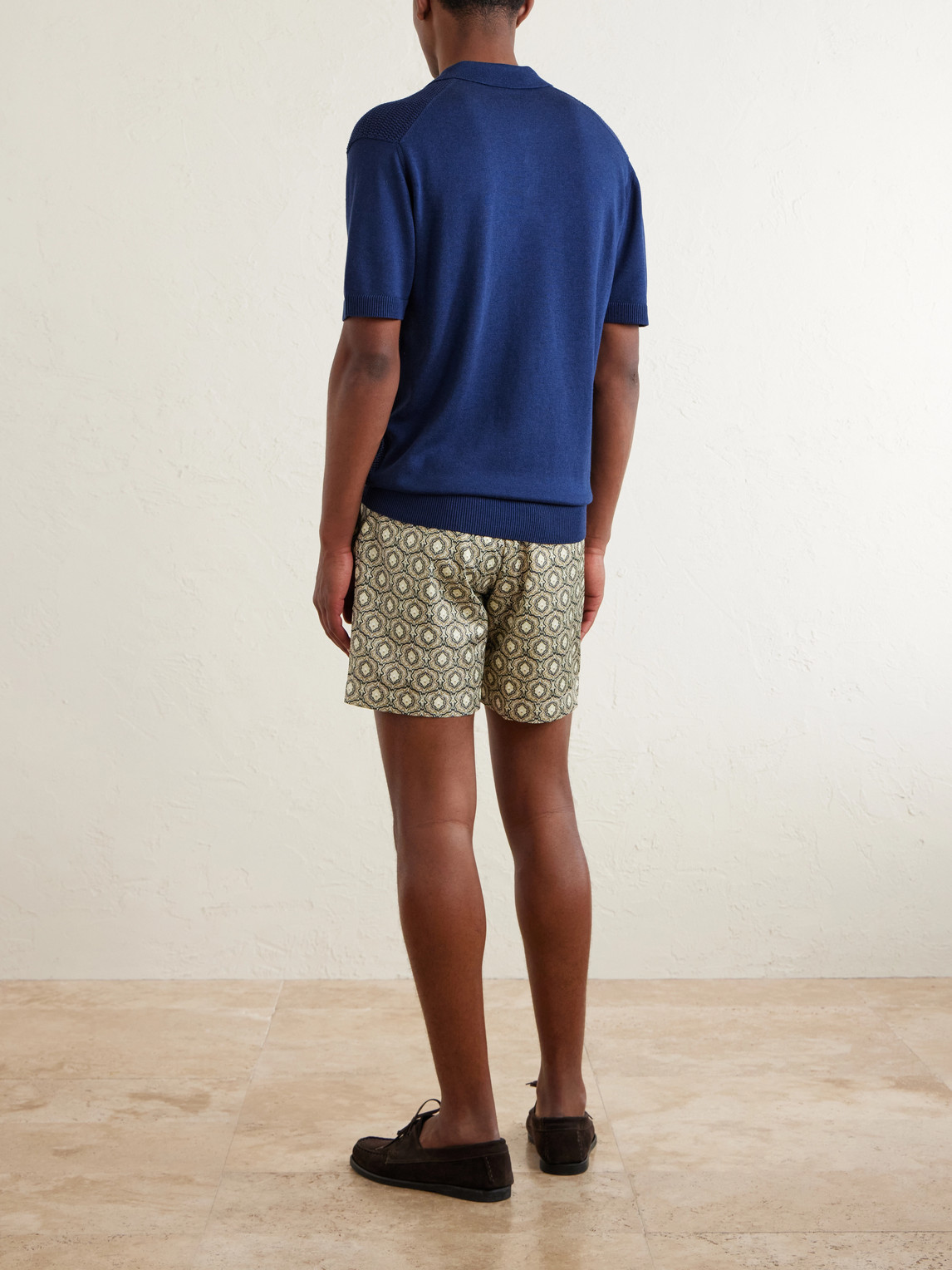 Burnham Tie Stitch Linen-Blend Polo Shirt