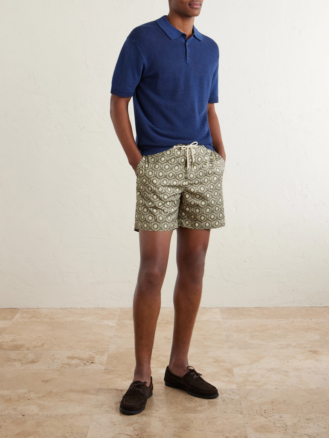 Burnham Tie Stitch Linen-Blend Polo Shirt