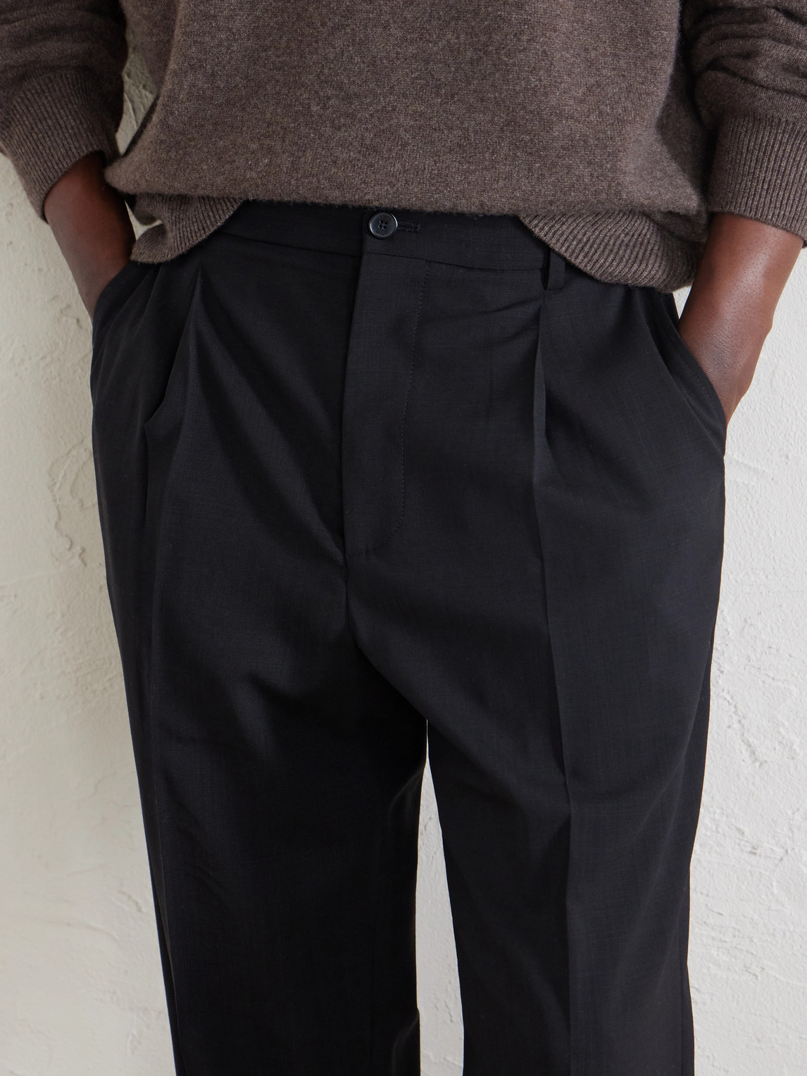 Tropical Straight-Leg Wool Trousers