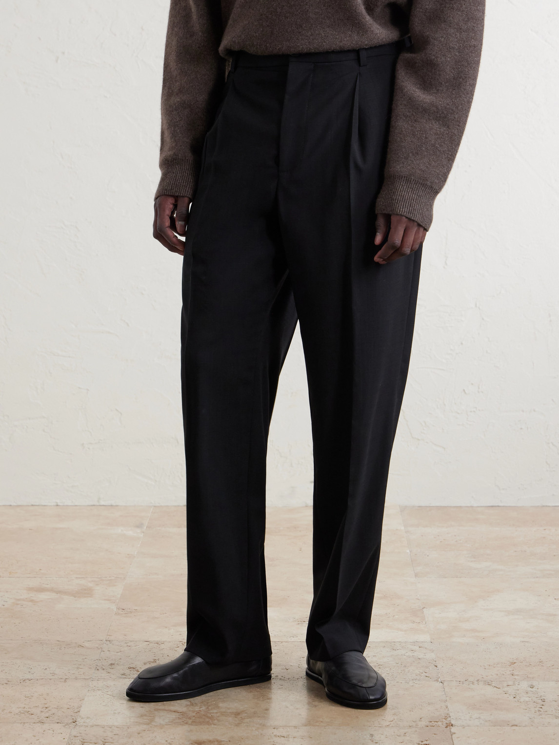 Tropical Straight-Leg Wool Trousers