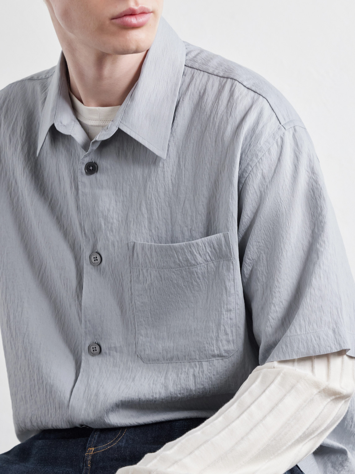 Frame Striped Shell Shirt In Multi