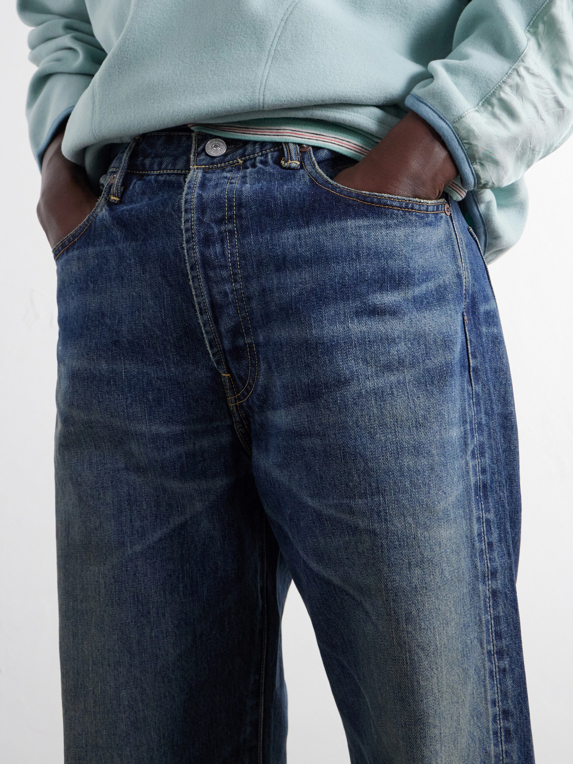 Social Sculpture 01 Wide-Leg Distressed Jeans