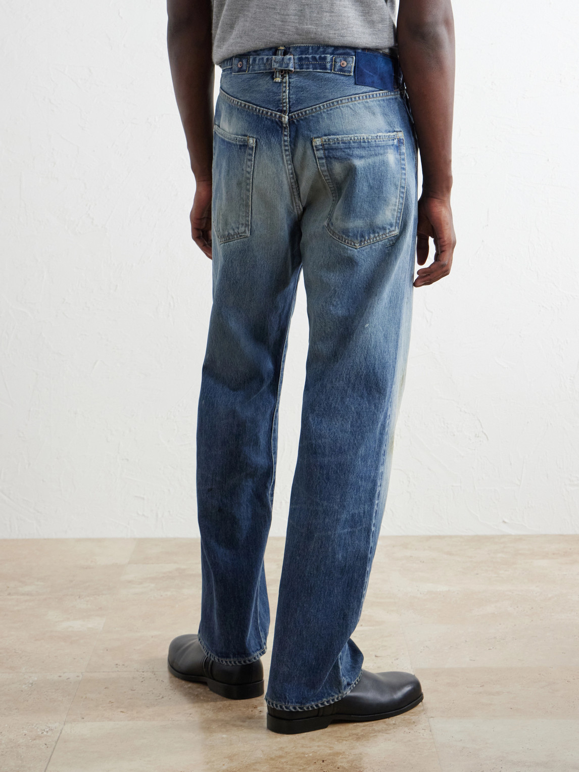 Social Sculpture 01 Wide-Leg Distressed Jeans
