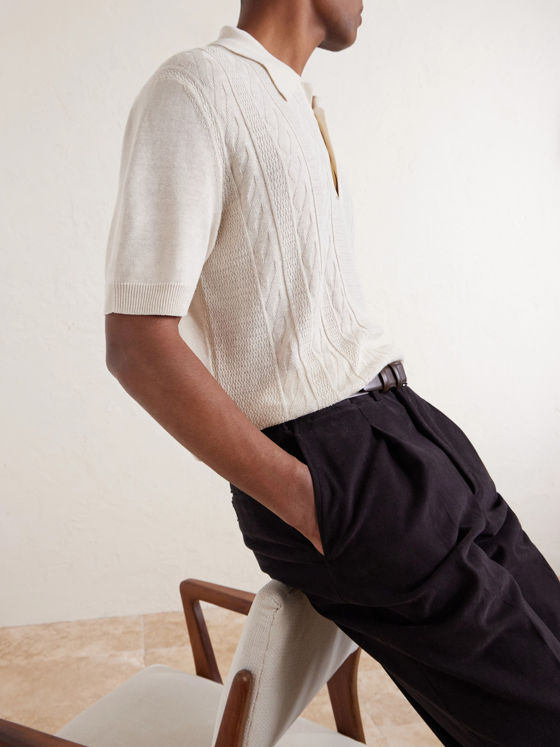 And Linen-Blend Polo Shirt