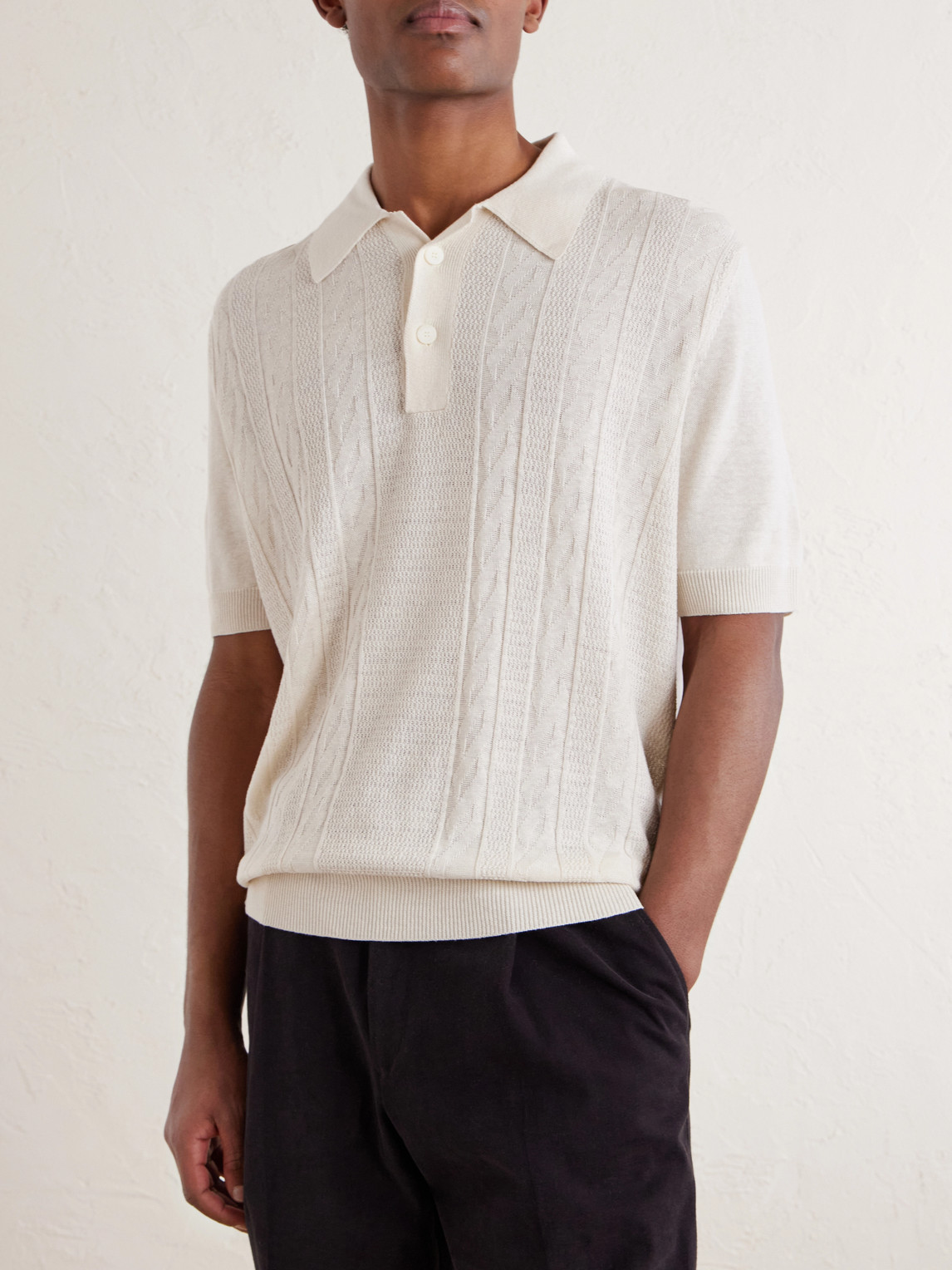 And Linen-Blend Polo Shirt