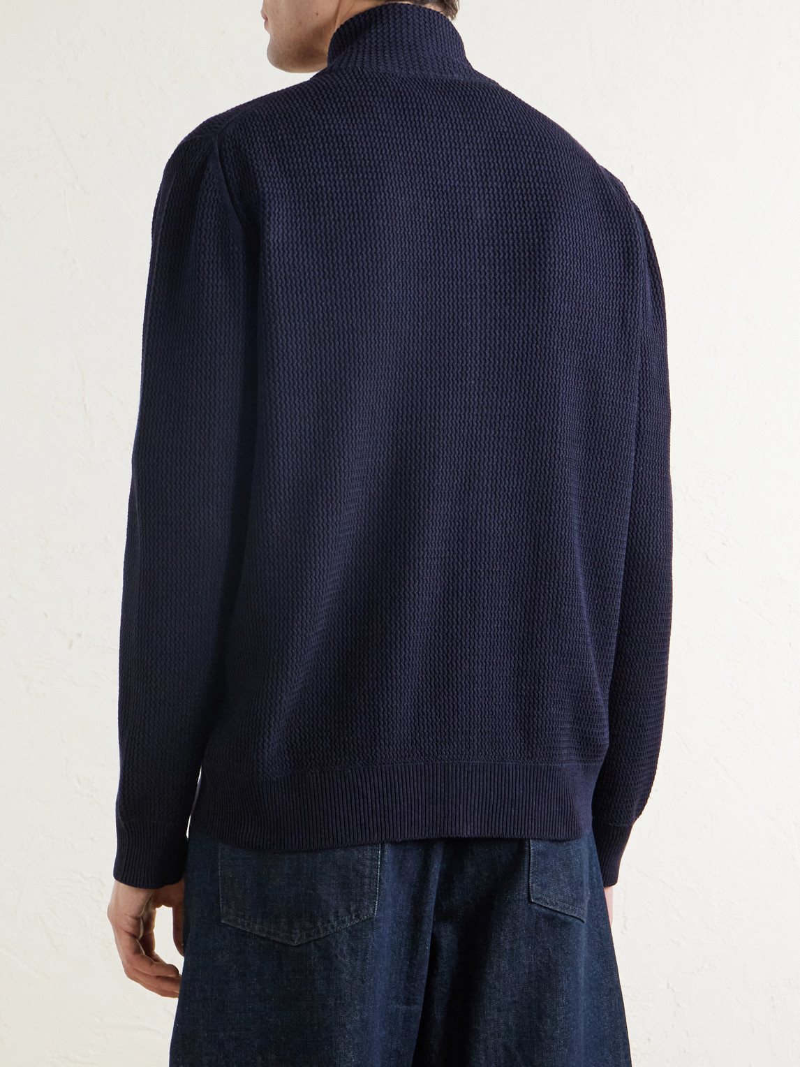 Knitted Silk And Linen-Blend Zip-Up Cardigan