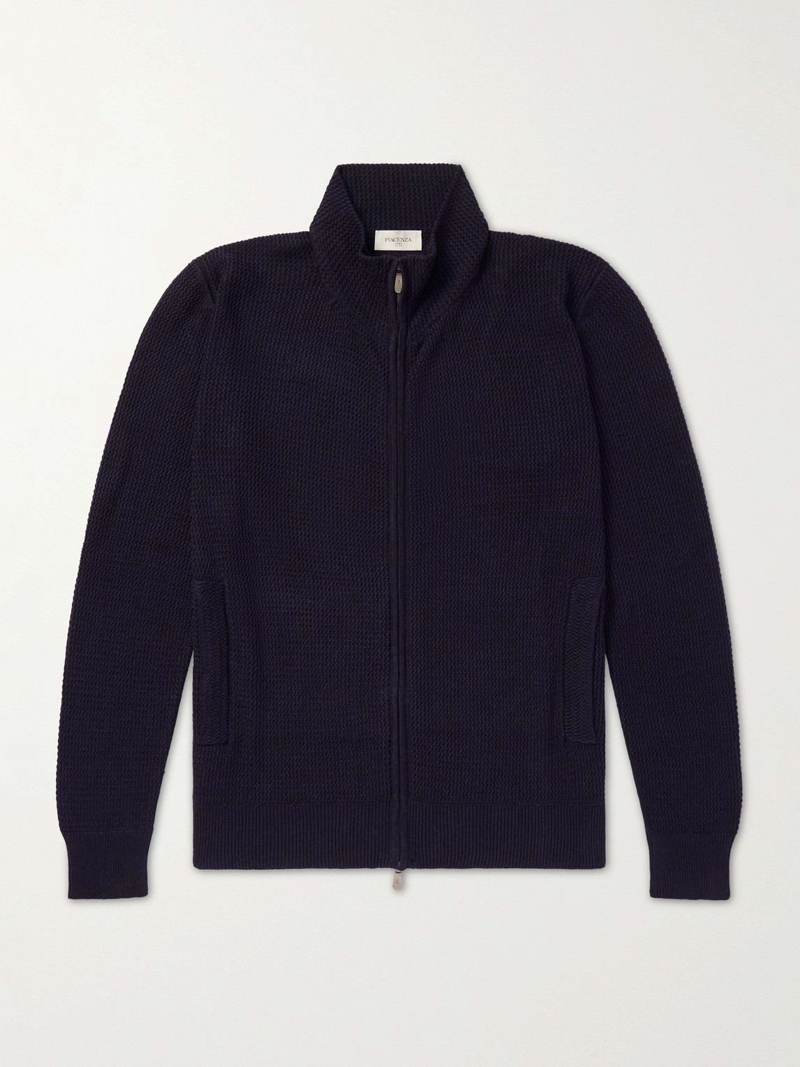 Piacenza 1733 Knitted Silk And Linen-blend Zip-up Cardigan In Blue