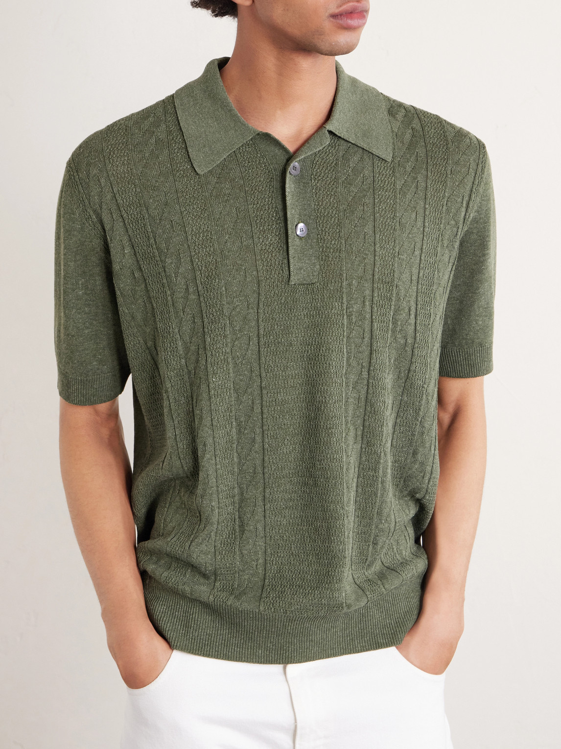  Piacenza 1733 - Silk And Linen-blend Polo Shirt - Men - Green - It 46 