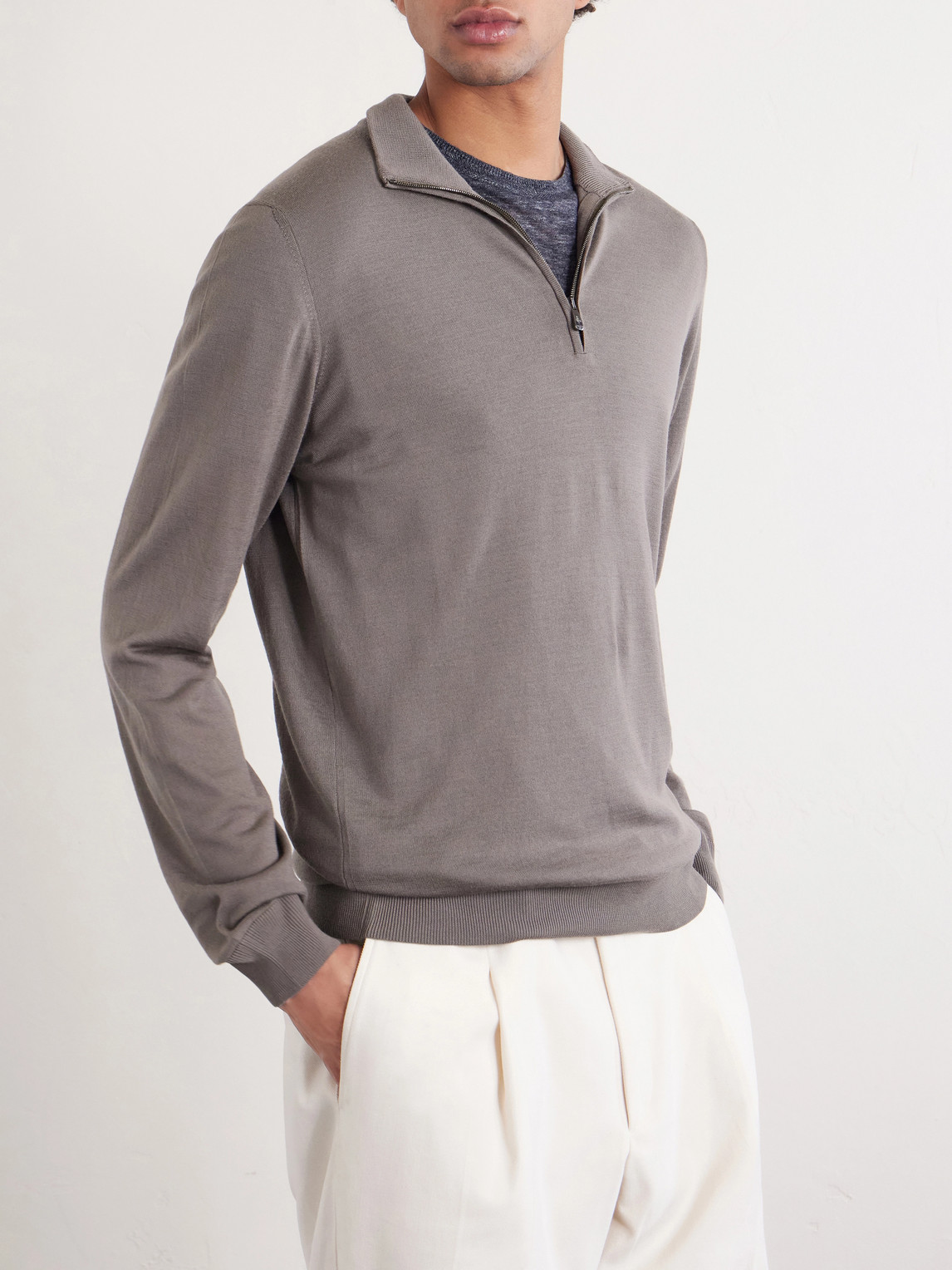 Virgin Wool Half-Zip Sweater