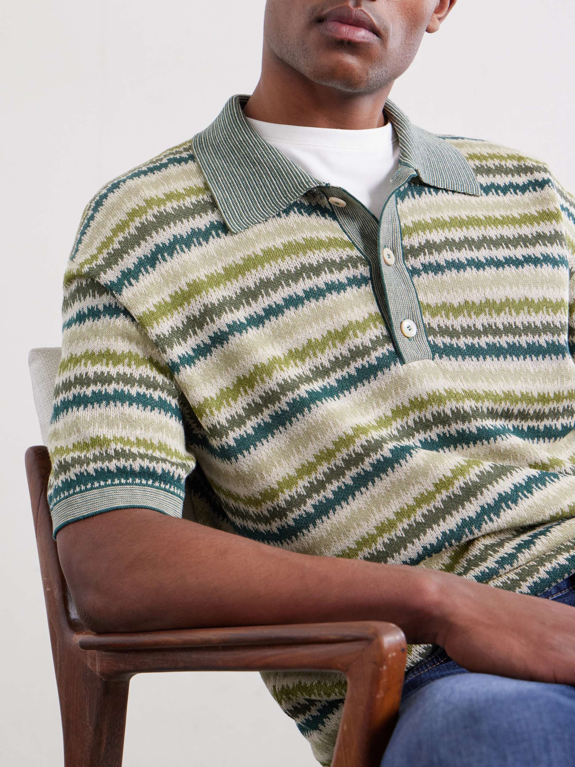 PIACENZA 1733 Striped Silk and Linen-Blend Polo Shirt for Men | MR